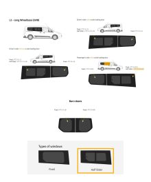 Fönster till din Ford Transit Connect 2013 - skåpbil - // Half Slider LWB R/H Privacy - FTC13-R1L-HS P