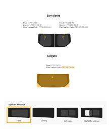 Fönster till din Ford Transit Custom 2013 - skåpbil -  // Tailgate Privacy + wires + hole  - FTCU13-TB-WH P