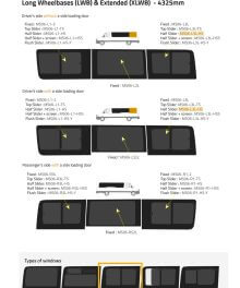 Fönster till din Volkswagen Crafter 2006 -2017 / Mercedes Sprinter 2006 - skåpbil -  // Half Slider P3 LWB L/H Privacy  - MS06-L3L-HS P