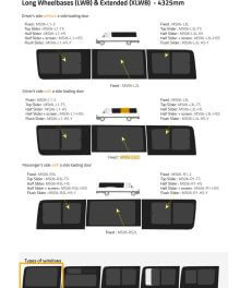 Fönster till din Volkswagen Crafter 2006 -2017 / Mercedes Sprinter 2006 - skåpbil -  // P2 LWB L/H SLD Privacy  - MS06-LS2L P