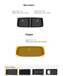 Fönster till din Mercedes Vito 2015 - skåpbil -  // Tailgate Privacy +wires +hole  - MV15-TB-WH P