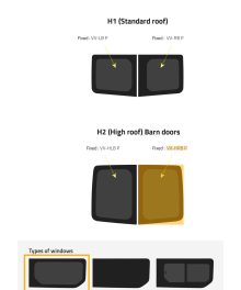 Fönster till din Nissan Primastar 2001 - 2014 / Opel Vivaro 2001 - 2014 skåpbil -  // Barn Door R/H Privacy - H2  - VV-HRB P