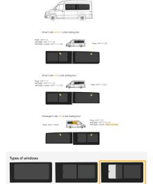 Fönster till din MAN TGE 2017 - / Volkswagen Crafter 2017 - skåpbil -  // Half Slider R/H Privacy + screen  - VWC17-R1-HSS P